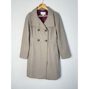 Old‎ Navy Long Wool Trench Coat Womens Medium Classic Preppy City Fall Academia
